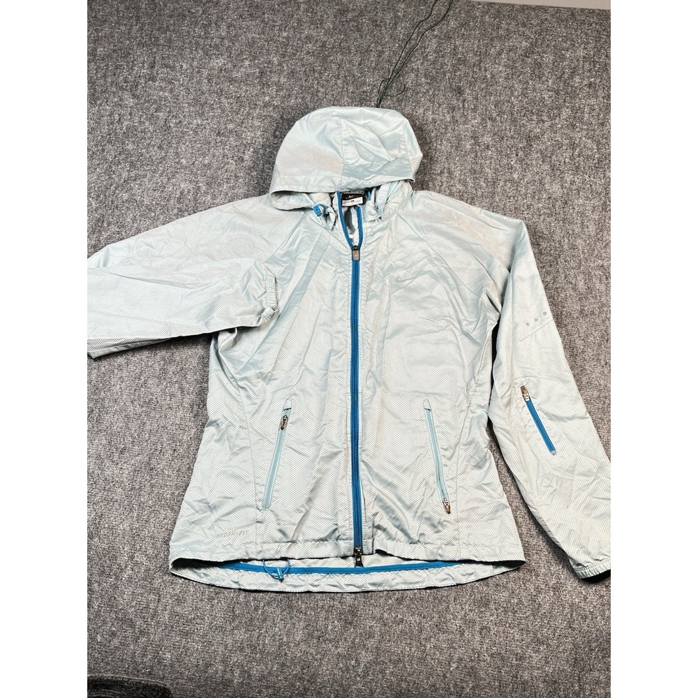 Nike Jacket Small Blue Storm Fit Full‎ Zip Hooded Windbreaker Running